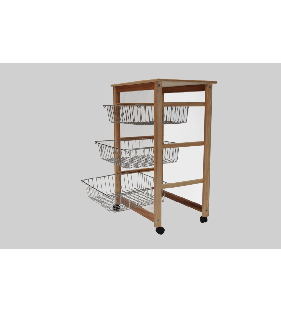 CARRELLO "GUIDO" IN LEGNO DI FAGGIO, 85X49X34 CM